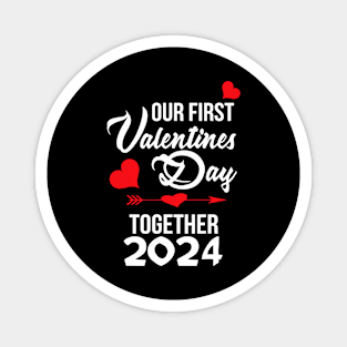 Our First Valentines Day Together 2024 Matching Couple Magnet